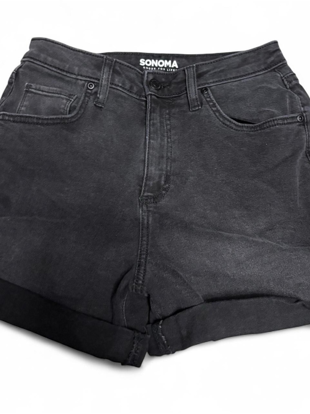 Sonoma Black High-Rise Rolled Hem Jean Shorts